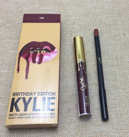 hot new KYLIE matte lipstick+lips pencil makeup lasting waterproof liquid lip gloss kilie lipstick kyliejenner lip - Color: LEO