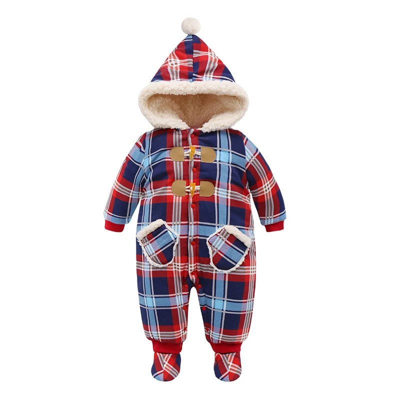 Christmas Baby Girl Clothes Winter Rompers Kids Infant Newborn Plaid Jumpsuit Thickening Cotton Warm Romper for 0-18M Christmas Baby Girl Clothes Winter Rompers Kids Infant Newborn Plaid Jumpsuit Thickening Cotton Warm Romper for 0-18M