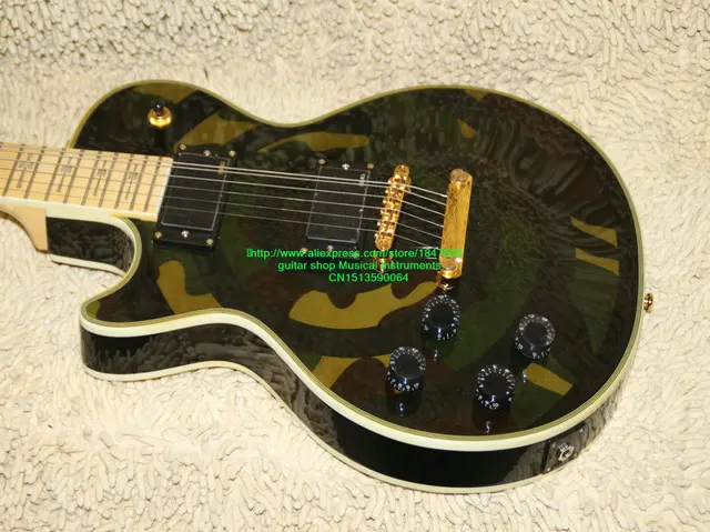 Cheap Left handed guitar Green camouflage Electric Guitar left handed guitar Free Shipping
