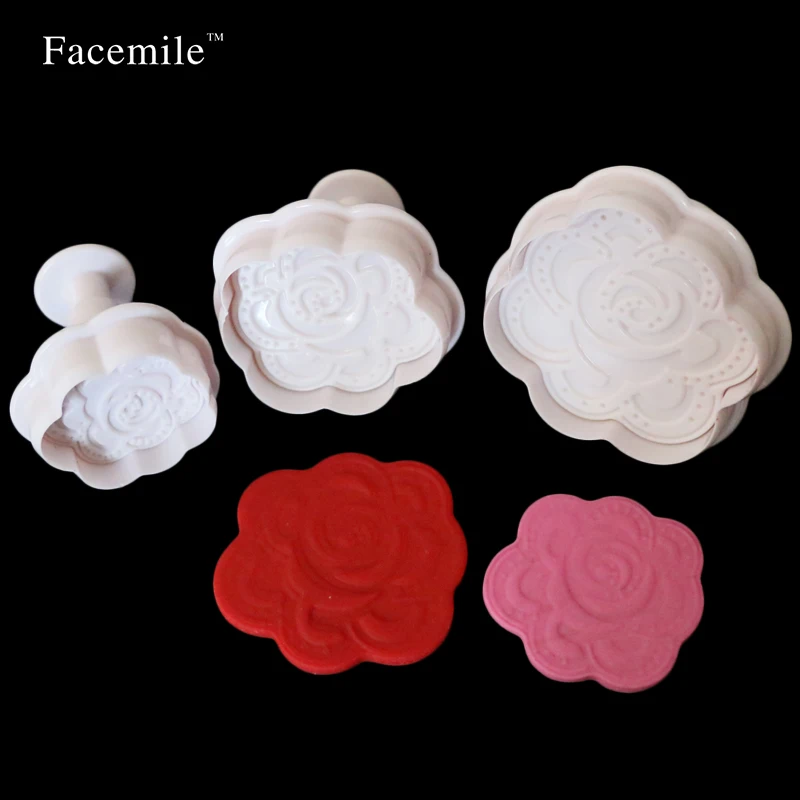 

3pcs Fondant Rose Flower Plunger Cutter Mold Gigt Decorating Tool Gigt Cutter Biscuit Cookie Mold Sugar Craft Mould 03018