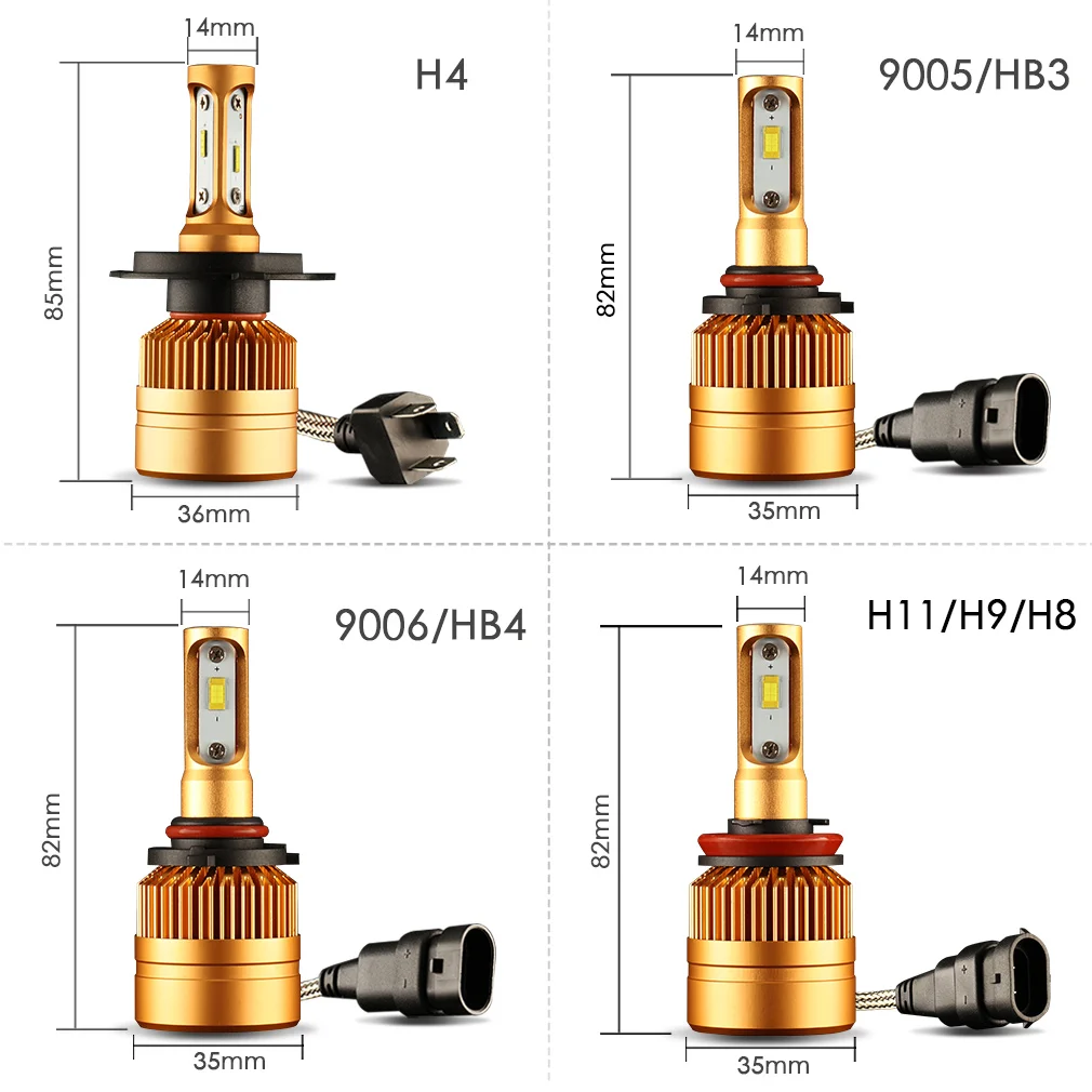 S& D 2 шт. H4 светодиодный H7 H11 H8 9006 HB4 H1 H3 HB3 H9 H27 880 881 9005 светодиодный фар автомобиля лампы 12000LM Авто Противотуманные фары 6000 К 12 В