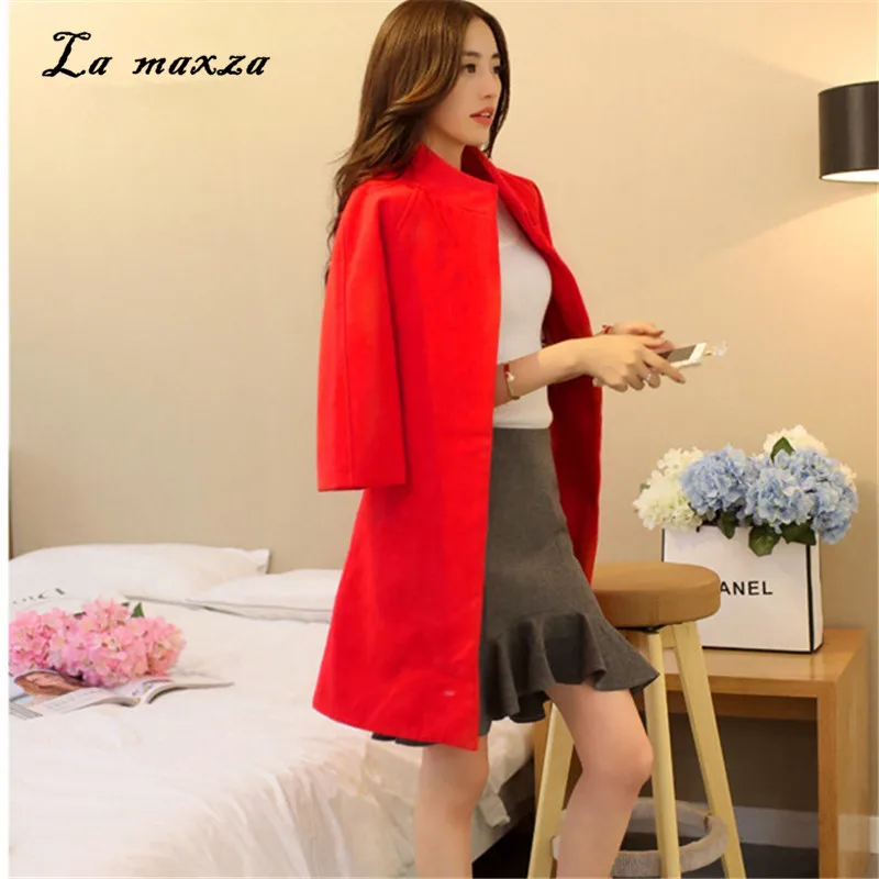 Plus Size Korean Style Women Long Wool Coat Winter Fashion Streetwear