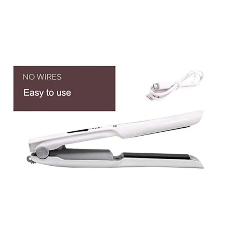 

Portable Mini Wireless Hair Straightener Iron Rechargeable Fast Heating Ceramic Hair Curler Curling Straightening
