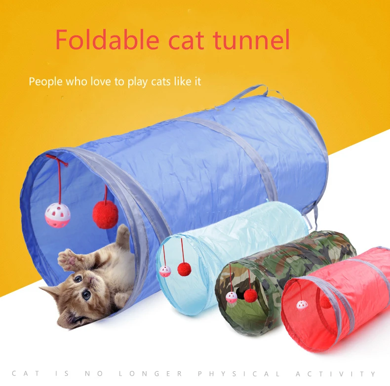 

2019 new 8-color pet products cat ring paper two-channel tunnel can receive folded channel wisdom benefit toys drill bucket