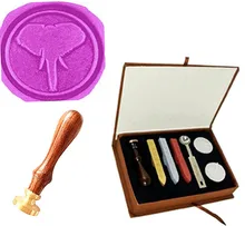 Elephant Ears Nose Ivory Custom Picture Logo Wedding Wax Seal Stamp Sticks Box Set Kit Vintage