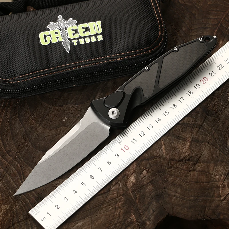 Складной нож Green thorn с микро технологией алюминиевой ручкой CF лезвие D2 для