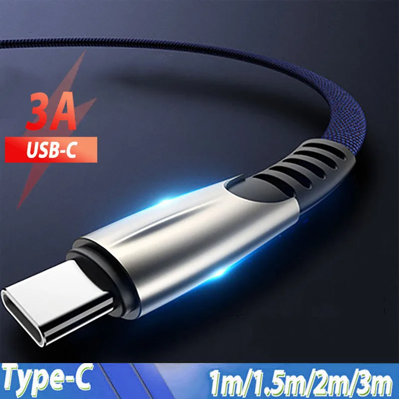 

USB Type C Cable 3A Fast Charging Charger Usbc Usb-C Cable for Samsung Xiaomi Redmi Note 8 Android Mobile Phone Wire Cord 3 M