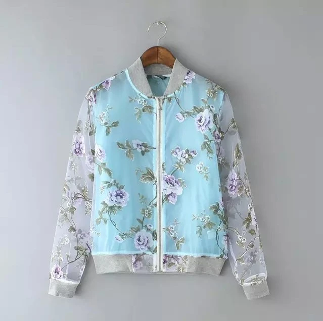 

ASDS 2018 Summer Women's Fashion Organza Floral Jacket Casaco Feminino Cardigan Coat Women WWT21271