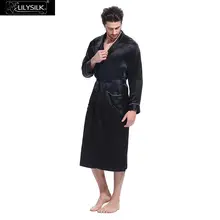 Lilysilk Robe Male Natural Chinese Silk Bathrobe for Men Sleepwear Kimono Bath Long Designer Long Sleeve Belt Tier Pockets Brand