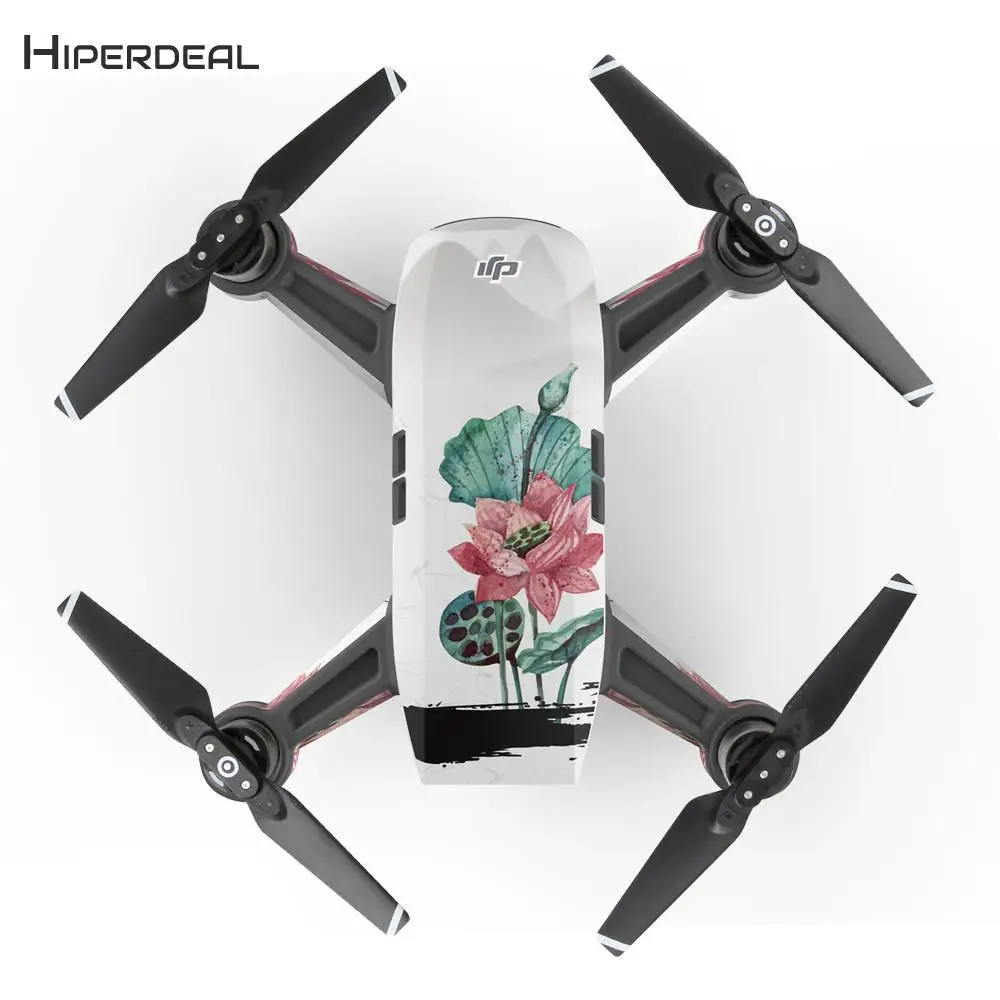 

Lotus Flower Priting Waterproof Decal Skins Wrap Sticker Body Protector For DJI Spark Mini Drone Sticker Kits Fashion QIY10 D05