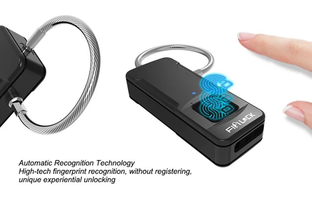 

IP65 waterproof and dust proof FipiLock Smart Fingerprint Lock Biometric Padlock Portable Outdoor PodLock