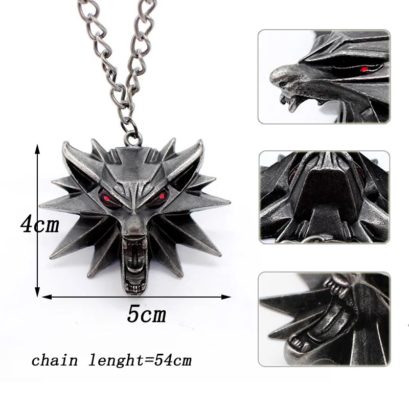 Vintage Women Fashion Witcher 3 Pendant Necklace Animal Wolf Head Necklace Trendy Original Quality Wholesale Men Necklaces Gifts Vintage Women Fashion Witcher 3 Pendant Necklace Animal Wolf Head Necklace Trendy Original Quality Wholesale Men Necklaces Gifts