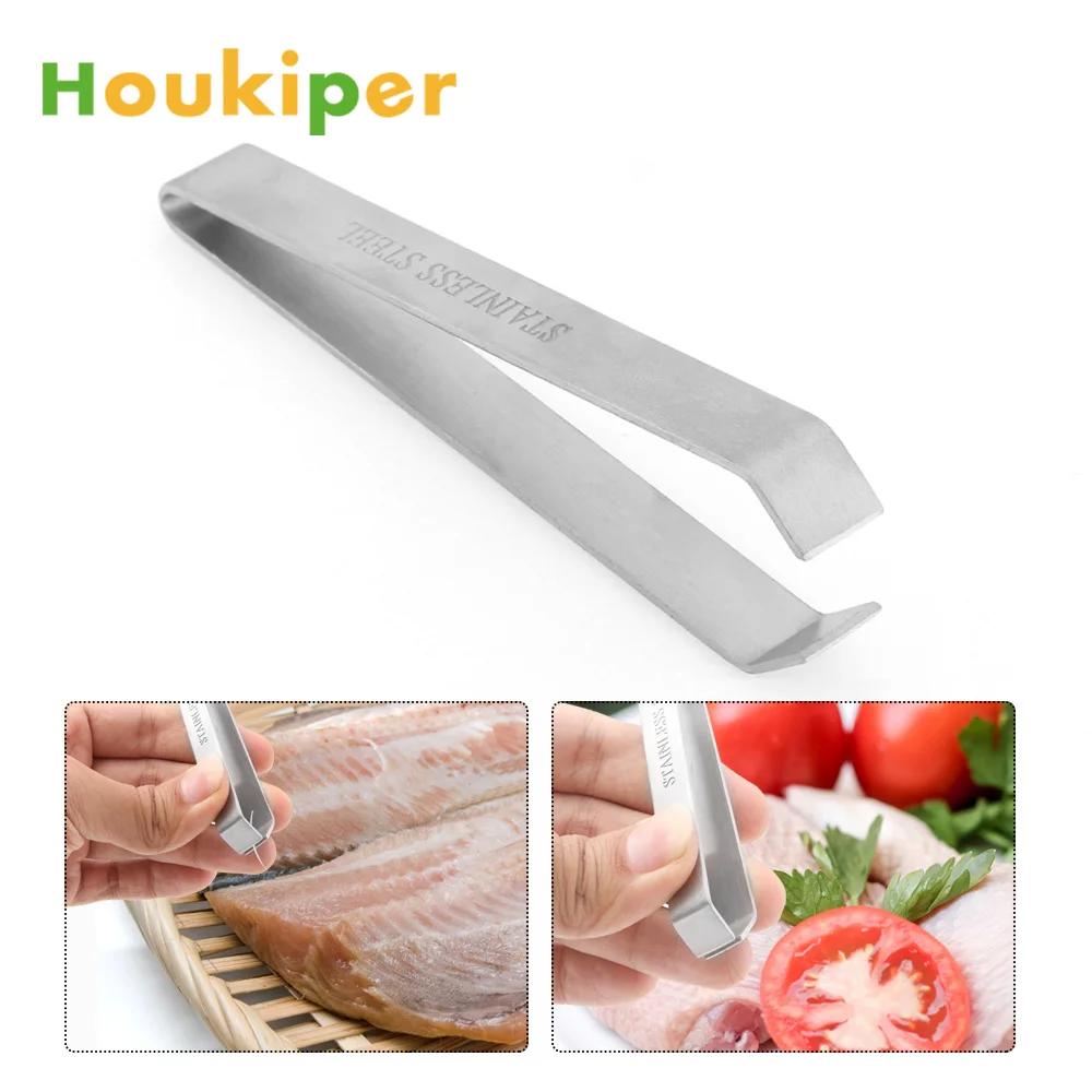 

Houkiper Stainless Steel Fish Bone Remover Puller kitchen tweezers Tongs Pick-Up Utensils Kitchen Seafood Tool