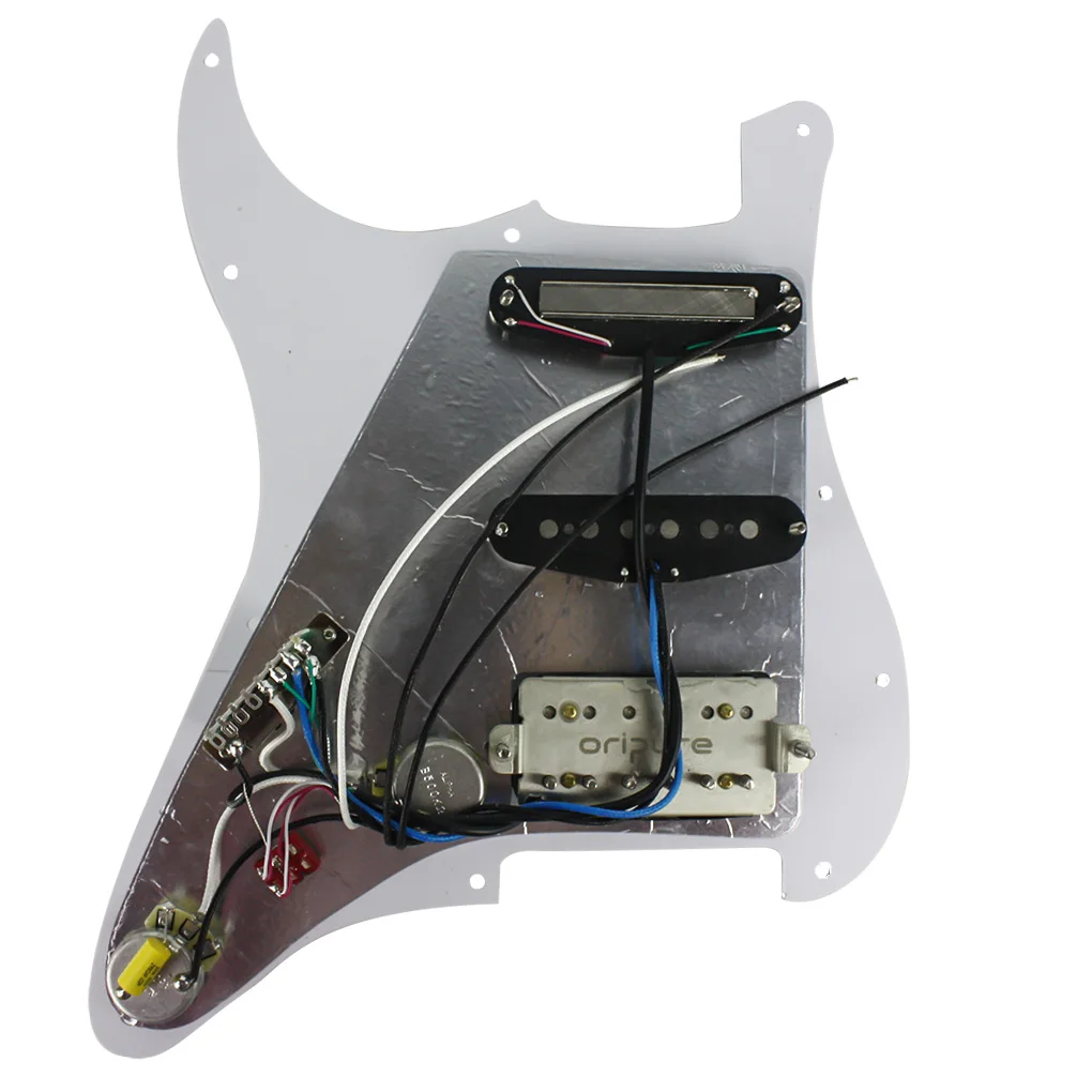 OriPure Prewired загружен Pickguard Alnico 5 двойной рельс и одна катушка хамбакер пикап, SSH 11 отверстий коричневый черепаха набор