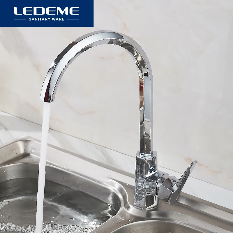 LEDEME Смеситель для кухни высокий с гайкой латунь Цвет: хром L4059 2|kitchen faucet pull|kitchen pull