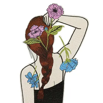 

2PCS Embroidery Iron-on Cute Girl Patch Embroidered Flowers Patches For Clothing Bag DIY Sewing Accessories Parches Para P0084