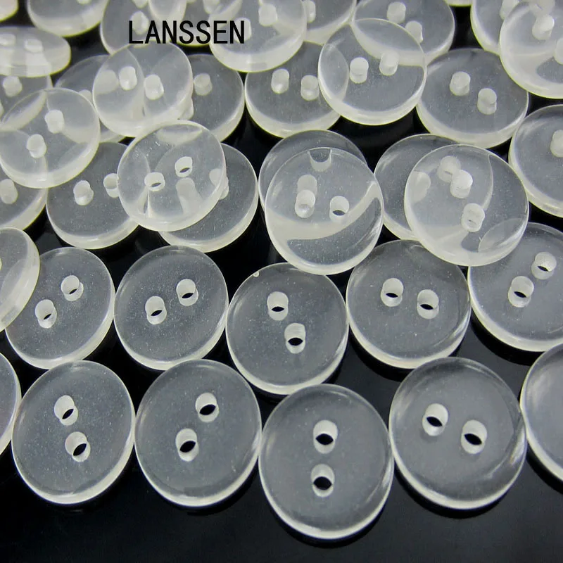 

200pcs 3/8" Acrylic Clear Buttons 2-hole Fit Sewing Shirt Bulk Buttons Crafts Accessory 10mm Transparent Buttons