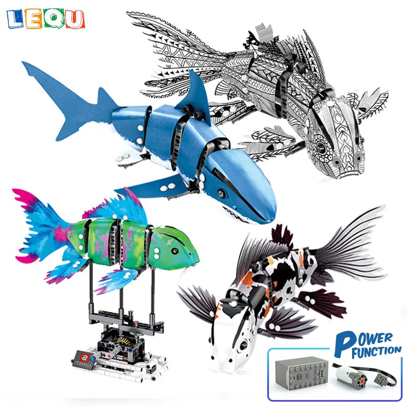 

Simulated Moving Fish Creative Technic Building Blocks Koi Shark Kids Gift Bricks DIY Toy for Children LegoINGlys