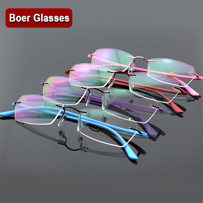 

New Fashion Unisex Rimless Eyeglasses Myopia Glasses Flex Frame TR90 Legs 720