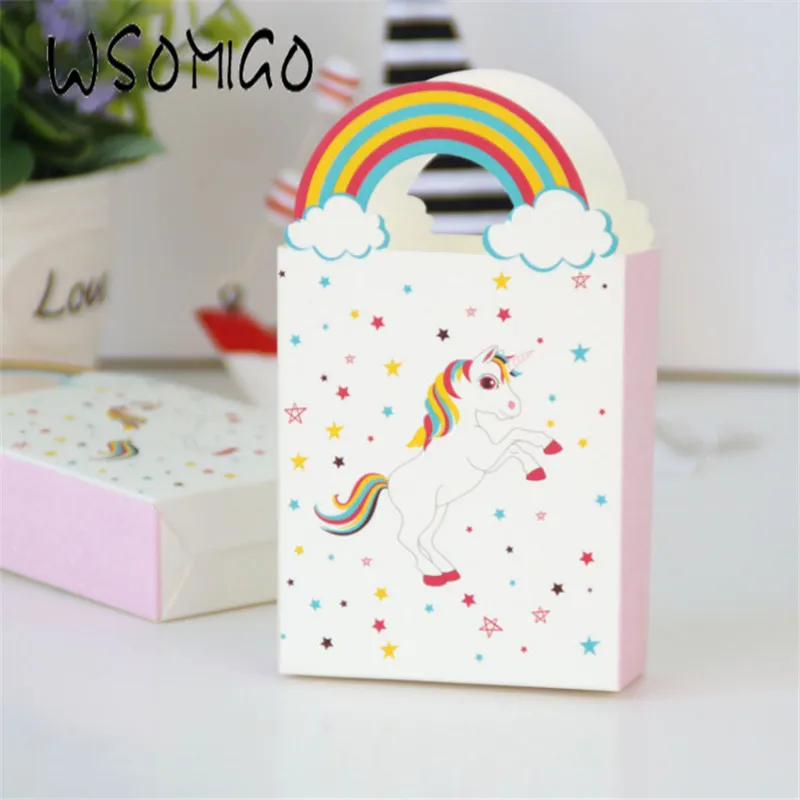 

10pcs Unicorn Candy Box Rainbow Unicorn Candy Bags Packing Wedding Gifts for Guests Unicorn Party Baby Shower Decorations Kids-S