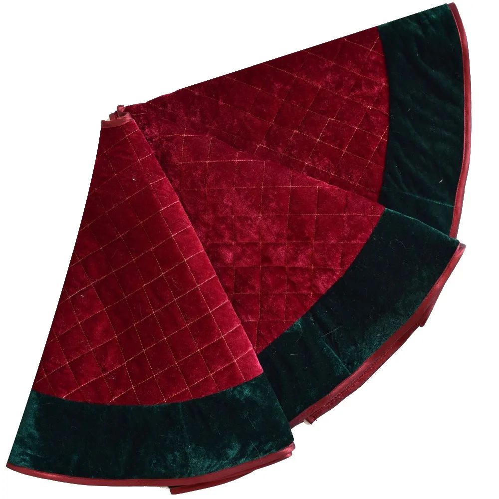 Сорренто 3" /42"/5" красный бархат Алмазная стеганая вышивка декоративная ткань для юбки с зеленой каймой украшения Рождественская елка юбка