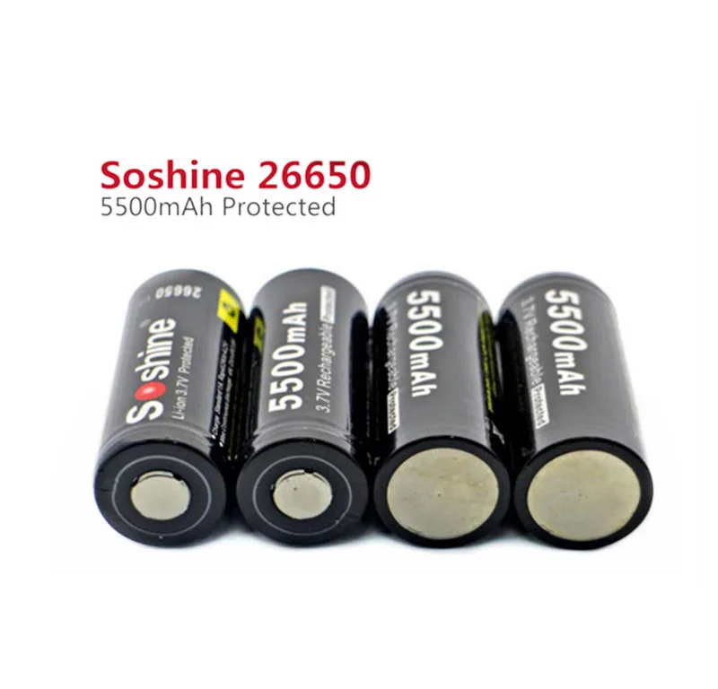 Soshine 3,7 V 5500mAh 26650 батарея защищенная 26650 литий-ионная аккумуляторная батарея с держателем батареи чехол