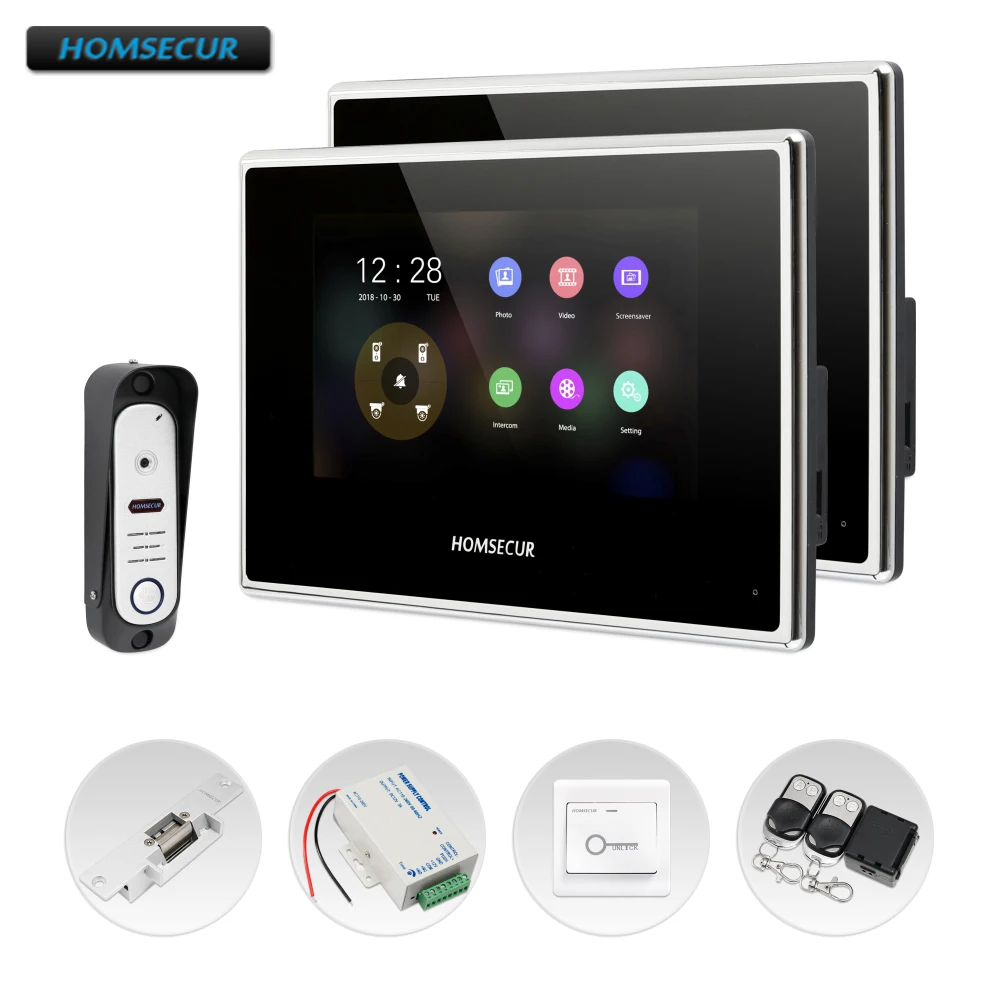 

HOMSECUR 4 Wire Video Door Phone Intercom System with 1.3MP Silver Camera 110 Degree BC051HD-S+BM718HD-B