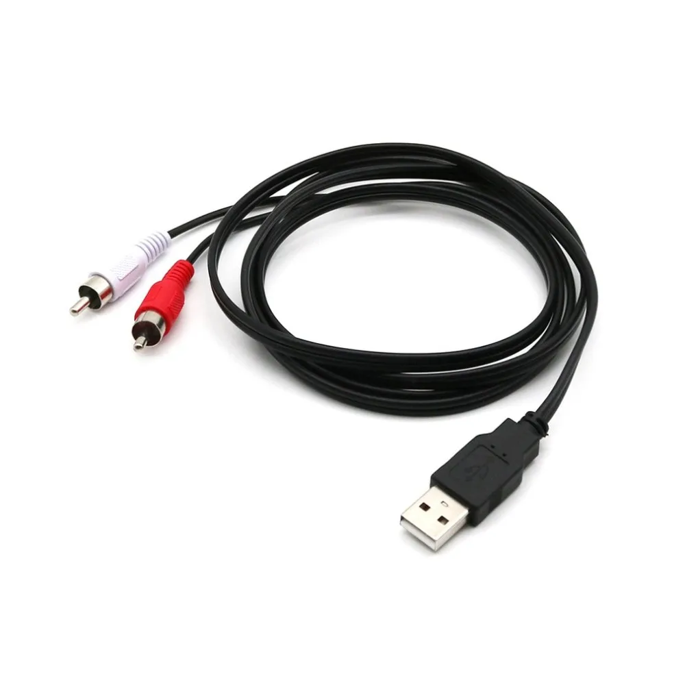 Портативный USB A штекер 2X RCA Phono AV кабель Ведущий ПК ТВ Aux аудио видео адаптер к 2RCA