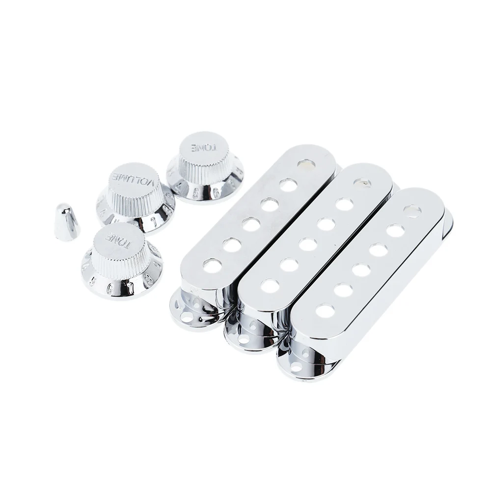

7 Pcs/set Guitar Covers Knobs Pickup cover and Control knob Switch tip For Guitar Accessories Suitable For Fender Strat Chrome