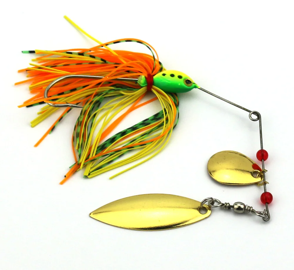 Hengjia Spinnerbaits вращающиеся блестки привести голову пух Щука Блесен Buzzbaits мало жира