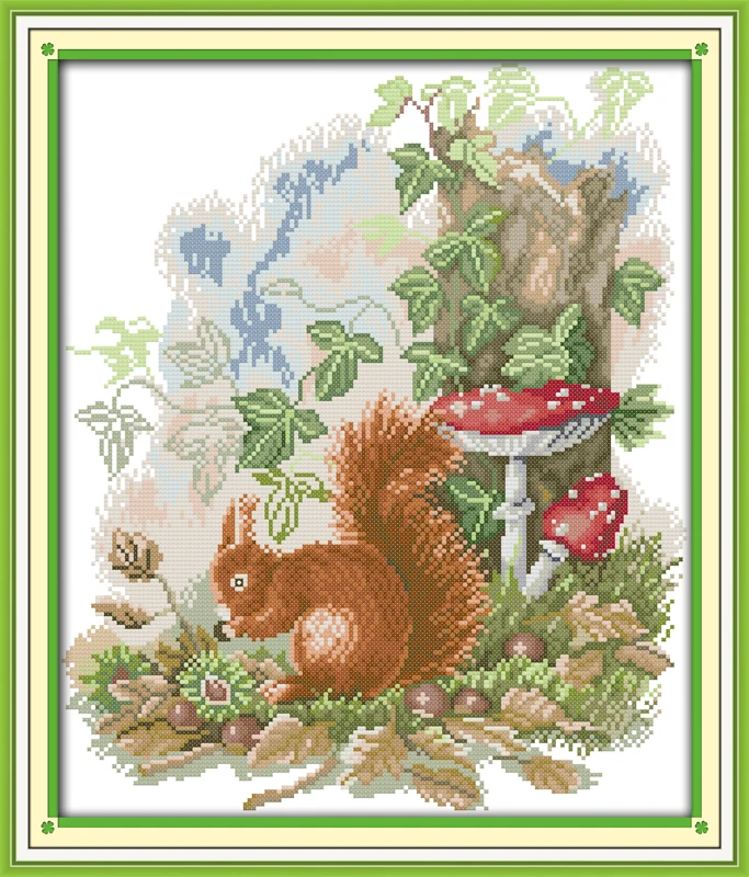 

The little squirrel foraging, counted printed on fabric DMC 14CT 11CT Cross Stitch kits,embroidery needlework Sets, Home Decor