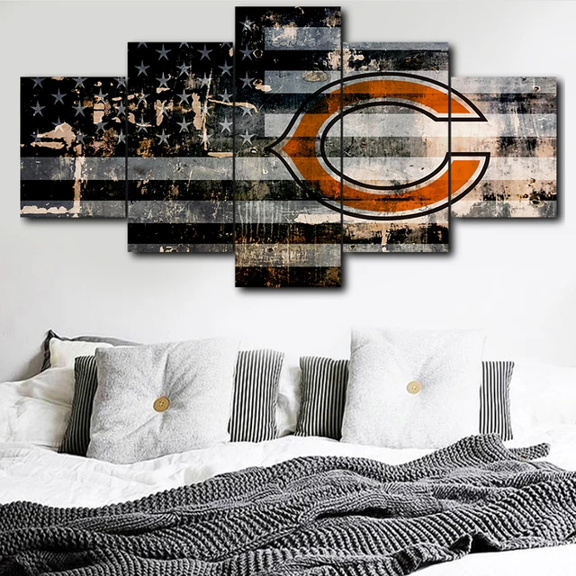 Modular Picture Wall Art Canvas Painting Print 5 Pieces Chicago Modular Picture Wall Art Canvas Painting Print 5 Pieces Chicago Bears Sports Logo Poster Room Home