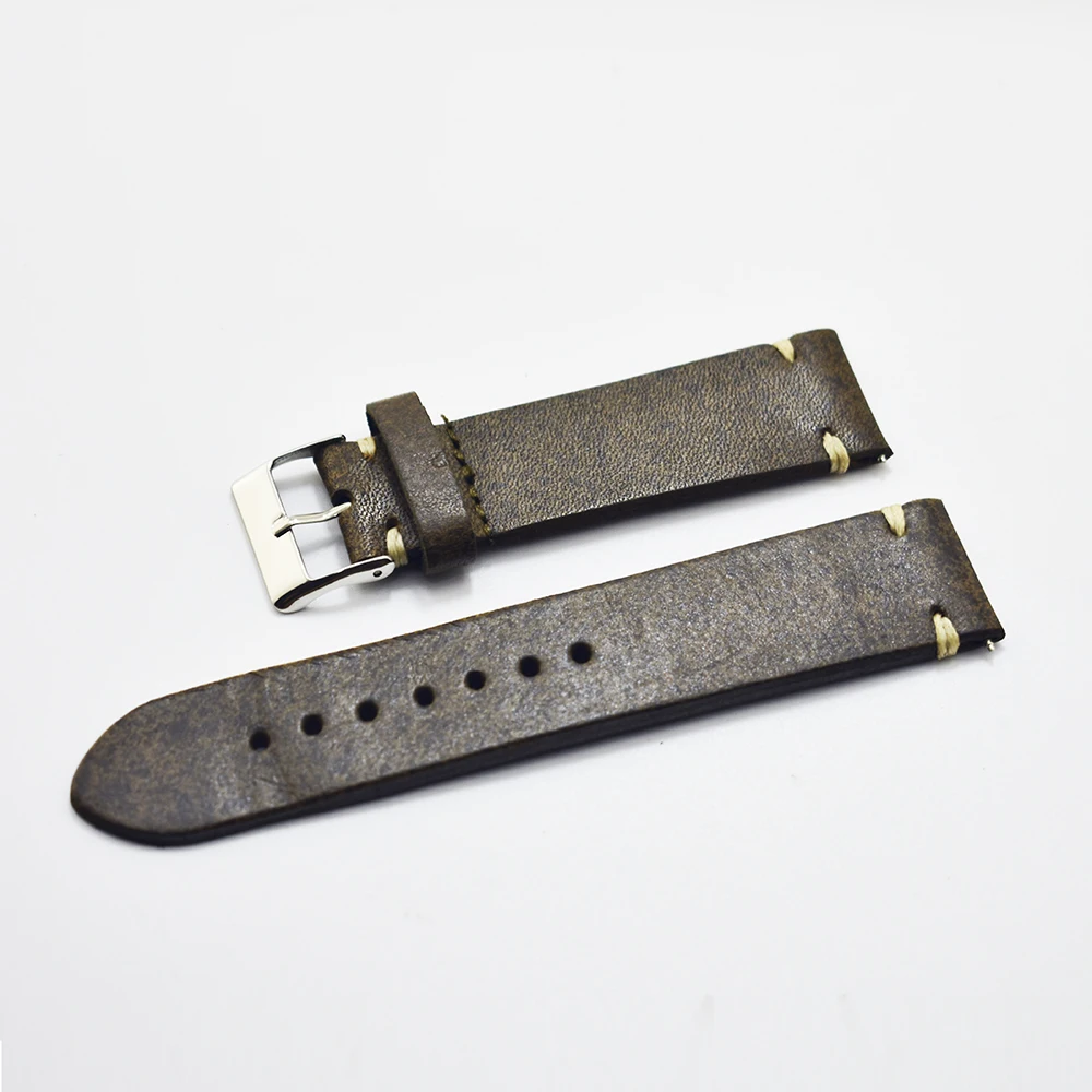 Handmade Leather Watchband Leather Strap 18mm 20mm 22mm 24mm Watch Accessories Stainless Steel Men Woman High Quality 2018 new