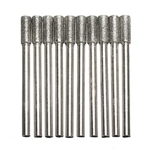 10PCS 4mm Diamond Coated Cylindrical Burr Chainsaw Sharpener Stone File Chain Saw Sharpening Carving Grinding Tools