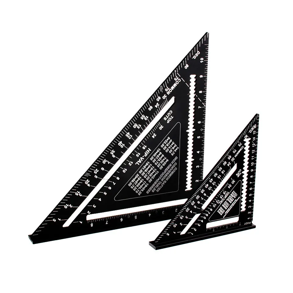 

7" 12" Aluminum Alloy Triangle Ruler Measuring Tool 90 Degree For Woodworking Carpenter Triangle Angle Protractor Metric Ruler