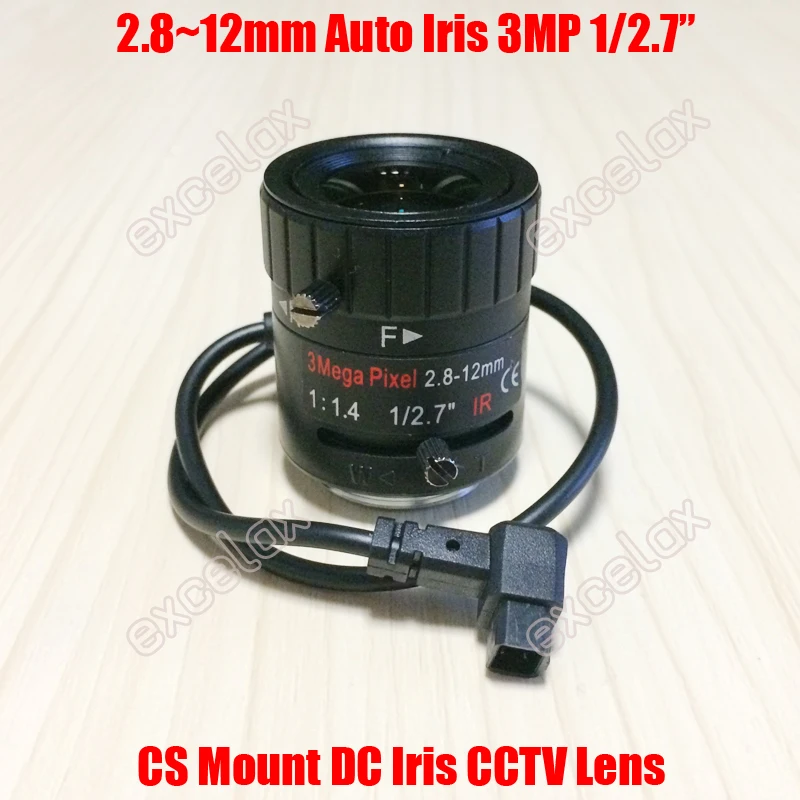 

3MP 1/2.7" 2.8-12mm F1.4 Manual Varifocal DC Auto Iris CCTV IR Lens CS Mount for 1080P 2MP 3 Megapixel HD Analog IP Box Camera