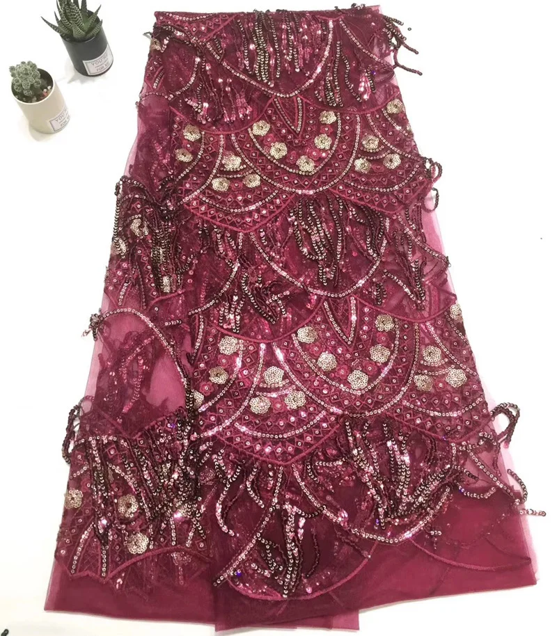 8 цветов(5 ярдов/шт) Модная африканская французская сетчатая кружевная ткань с розовыми блестками и кисточками, Тюлевая кружевная ткань с вышивкой FLZ944
