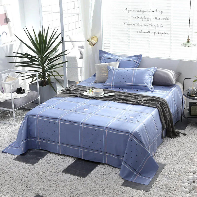 

King Size Bed Sheet With Pillowcase Single Double Queen Bed Linen Reactive Printed Flat Sheet Set Leaf Bedding Sheet Sets