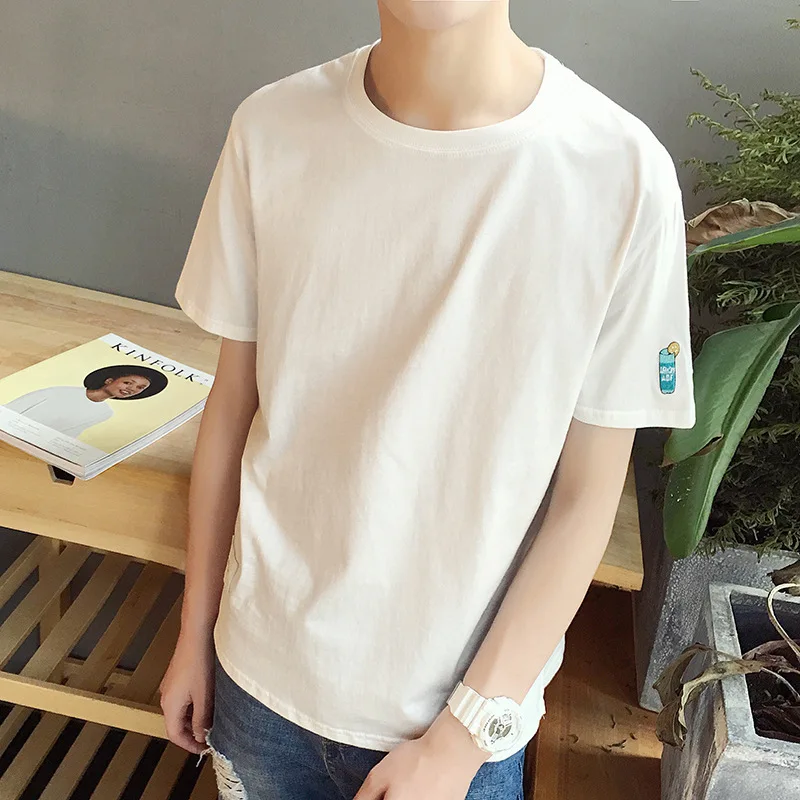 

2019 spring and summer round neck boys cheap cotton short-sleeved men's T-shirt men's trend half-sleeve t-shirt