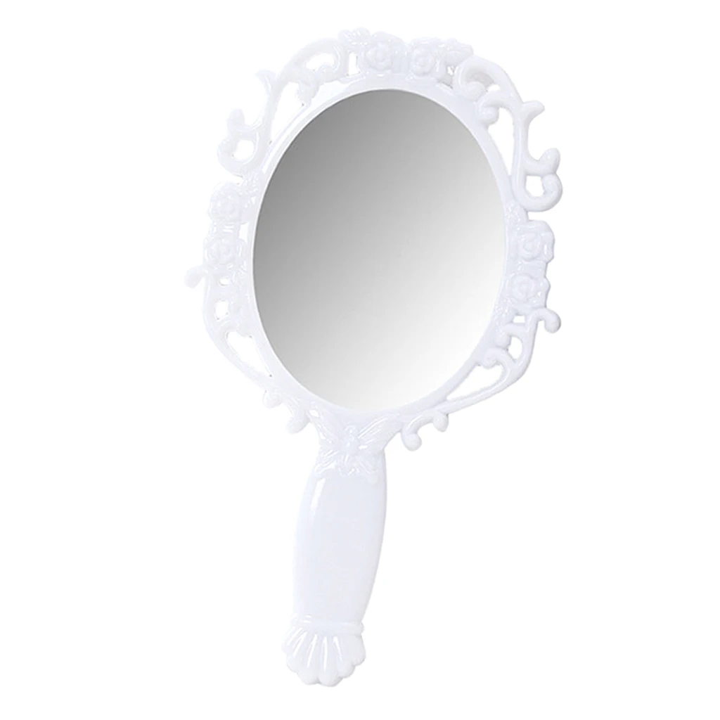 Большое ручное зеркало для макияжа с ручкой, 2 цвета на выбор