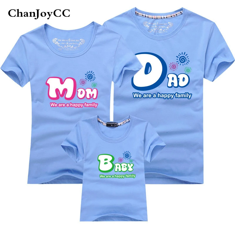 

ChanJoyCC Family Matching Outfits T-shirt 2018 Hot Sale Long Sleeve Baby Boys And Girls Mom Dad With Pattern Kid Cotton Clothes