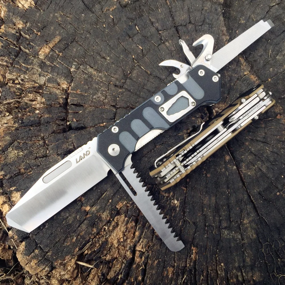 LAND 9047 Folding multi-functional knife survival camping outdoor folding hunting saw tool knife 12Cr27MoV stainless steel LAND 9047 Folding multi-functional knife survival camping outdoor folding hunting saw tool knife 12Cr27MoV stainless steel