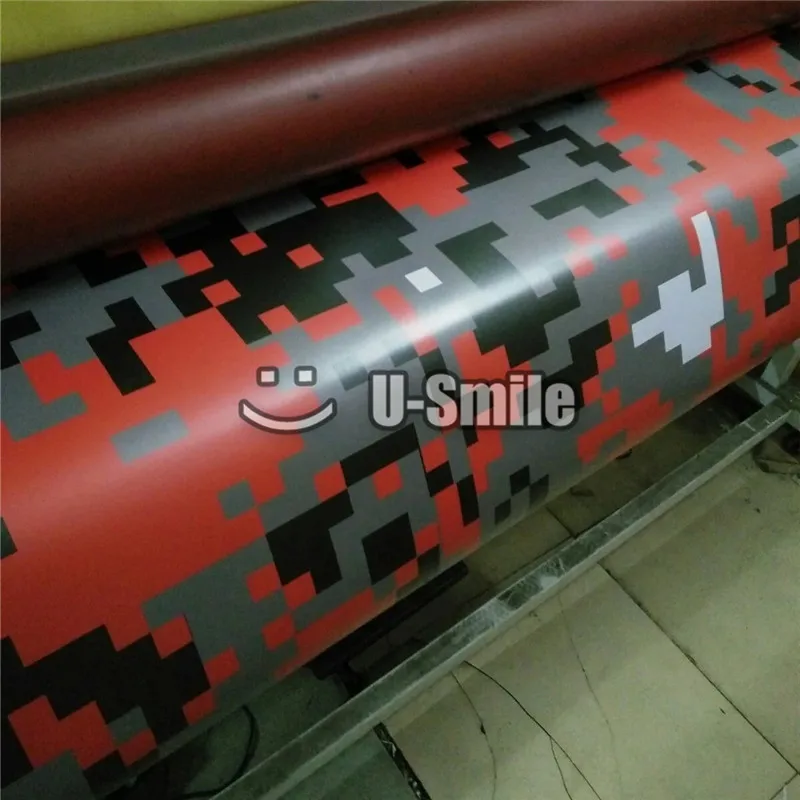Red Digital Camouflage Vinyl Wrap Red Pixel Camo Car Wrap Decal Air