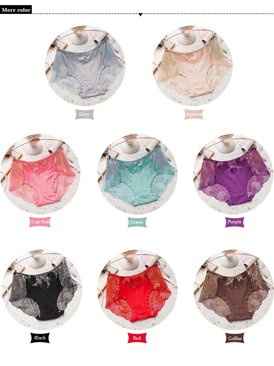 Underwear Women Briefs Sexy Women's Panties Full Transparent Lace Seamless Sexy Plus Size Women Cotton Underwear Panty (2)