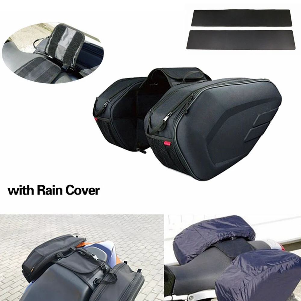 

Universal For Motorcycle Bags Luggage Saddle Bags with Rain Cover Plastic Plates 36-58L Travel Suitcase Saddle bag