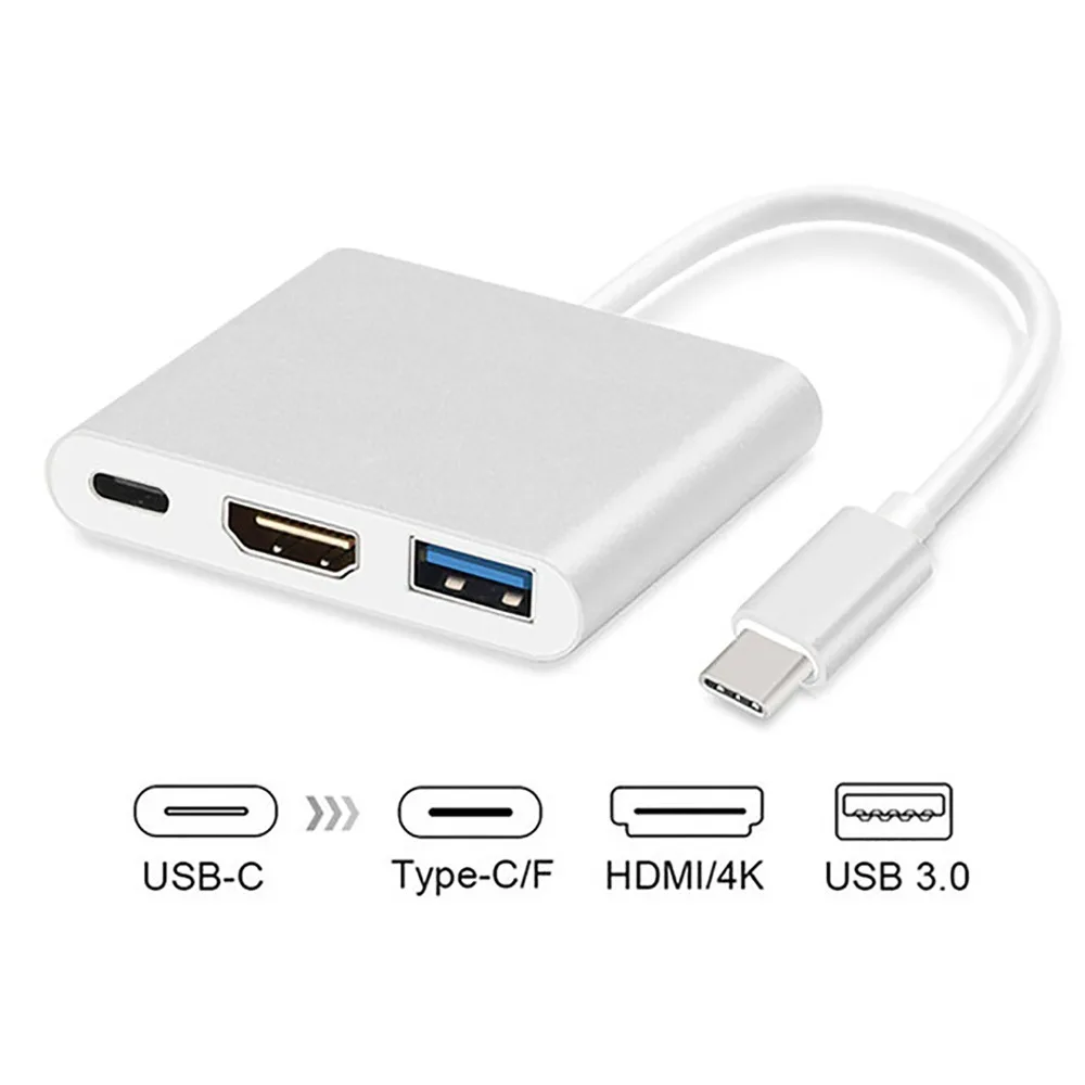 USB C to 4K HDMI Adapter USB C to USB3.0 Port 3 in 1 Type C Converter for MacBook  Pro Samsung S8 S9 Pixel Huawei Mate10|Type-C Adapter| - AliExpress