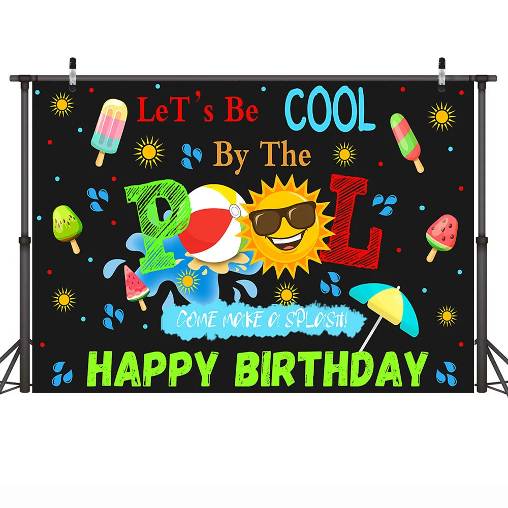 

Birthday Party Banner Background Summer Holiday Pool Backdrops for Photo Studio Celebration Props for Children