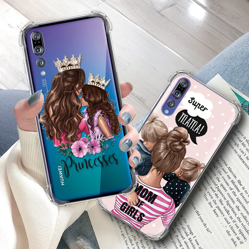 

Black Brown Hair Baby Mom Girl Coque For Huawei Honor 10i 20i 7C 7A 8X 8C View 10 20 9 Lite Y5 Y6 Y7 Pro Prime Y9 2018 2019 Case