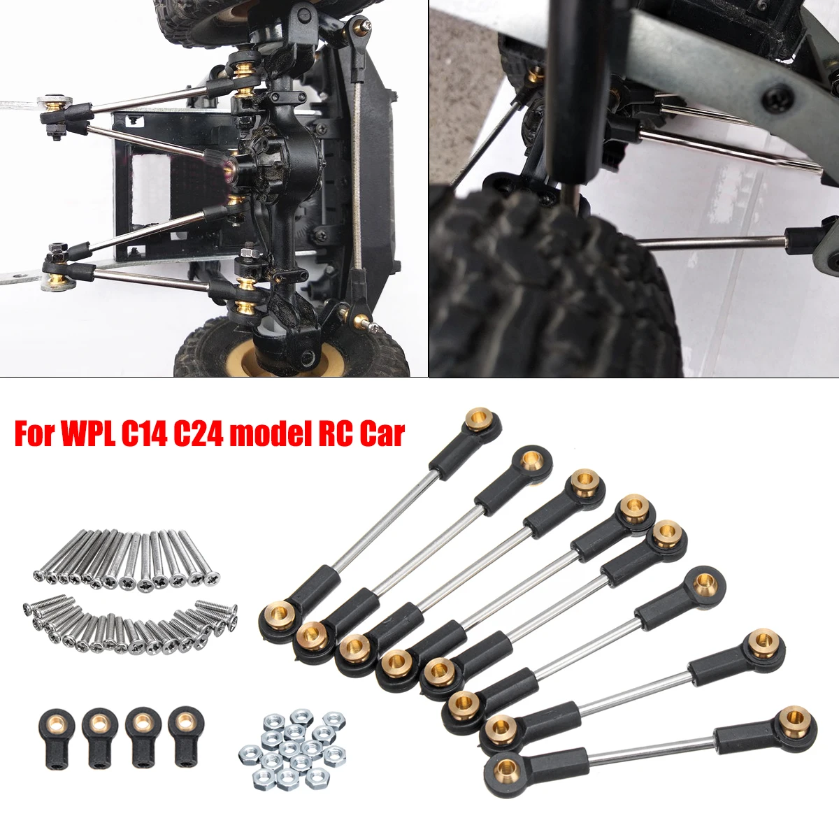 

Upgrade Replacement Part Metal Suspension Toe Link Tie Rod Set For WPL 1/16 C14 C24 RC Car Parts & Accs Durable Compatible