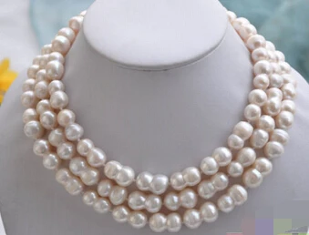 

N1140 50" 20mm WHITE peanut DOUBLE BAROQUE FRESHWATER PEARL NECKLACE NEW